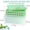 Ice Cube Tray, for Circle Ice Cube Trays(3 Ice Trays with Bin, Green)