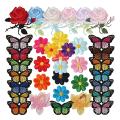 36 Pcs Butterfly Flowers Iron On Patches Colorful Sew On Appliques