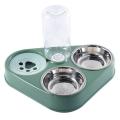 Pet Bowl Auto Feeder with Water Fountain Raised Stand Dish Bowls C