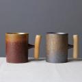 Vintage Ceramic Coffee Mug Tea Milk Beer Mug with Wood Handle 1