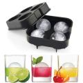 Silicone Sphere Ice Ball Maker with Lid & Cool Black Round Ice Molds