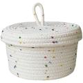 Cotton Rope Storage Woven Basket with Lid for Towels Keys Snack, S