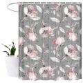 Rose Flowers Shower Curtain Set Gray Background Fabric Shower Curtain