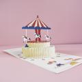 3d Pop-up Birthday Card with Carousel Cake Design Design