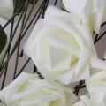 Bouquet 10pcs Fleur Artificiel Rose En Mousse Blanc Du Lait