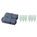 12pc Grey Garden Fence Edging Cobbled Plastic Lawn Plant Border