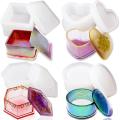 4 Pack Resin Heart Shape /hexagon/round/square Epoxy Molds with Lid