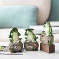 Cute Resin Frog Sitting On Stone Statue Statue Model Home Crafts