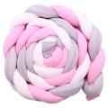 Baby Crib Bumper Knotted Braided Plush(2 Meters, White-gray-pink)