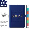 2022 A5 Planner Notebooks Thick Pu Cover Planner/diary , Dark Blue