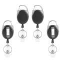 Extendable Key Fob, Set Of 4 Badge Reel with Vinyl Strap and Key Ring