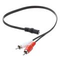 2 Pcs 3.5mm Female Stereo to 2 Rca Male Av Audio Aux Video Adapter