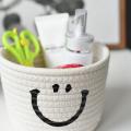 Smile Small Woven Cotton Rope Storage Baskets, Yellow