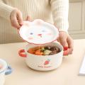 Household Bowl Ceramic Soup Bowl with Handle Salad Pasta Bowl -b