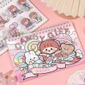 50 Pcs Kawaii Cartoon Character Pattern Sticker Coil Book Girl's Gift