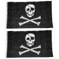 2x Pirate Flag Skull and Crossbones Jolly Rodger Large 5x3ft Size