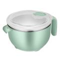 Round Instant Noodle Bowl with Lid and Handles Stainless Steel Green