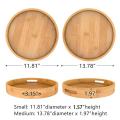 Round Serving Tray with Handles - Wooden Tray 13.78 Inch X 1.97 Inch