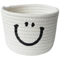 Smile Cotton Rope Basket Woven Storage Basket for Sundries, White