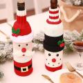 2 Pcs Wine Bottle Cover Knitted Set for Christmas Decorations