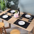 Pu Leather Placemats Set Of 6 Washable Table Mats for Home Black