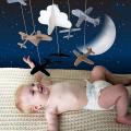 Crib Mobile Airplanes & Cloud Nursery Decoration Grey White, for Boys