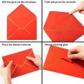 100 Pack A7 Envelopes V Flap Envelopes with Gold Borders (red)