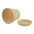 Plastic Plant Flower Pot with Tray Round Beige Upper Caliber 14cm