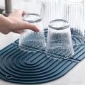 2pcs Tpr Dish Drying Mat for Kitchen Sink Protection Mat (blue)