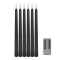 Pack Of 6 Remote Halloween Taper Candles Black,battery Candles