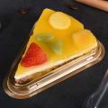 100pcs Cake Slice Clear Container Cheesecake Box with Gold Bottom