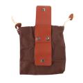 Collapsible Canvas Foraging Pouch Pu Leather Belt Pouch(brown)