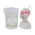 Blindfolded Girl Portrait Silicone Candle Mold Rose Flower Diy -2