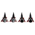 4 Pcs Halloween Gnomes Plush Decor, Black Witch Cloak Hat Halloween