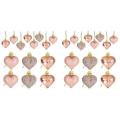 24pcs Rose Gold Valentine's Day Heart Shaped Ornaments Heart Shaped
