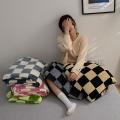 Retro Checkerboard Flannel Blanket Sleeping Four Seasons Cover C