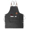 Chef Apron,women Men Denim Apron Adjustable Leather Straps