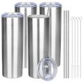 4 Pack Stainless Steel Tumbler 20oz Insulated Tumbler Cups-silver