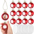 12 Pieces Sublimation Christmas Ball Ornaments Diy Decorations Red