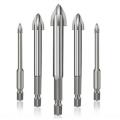 5pcs Universal Drilling Tool Cross Alloy Drill for Woodworking Silver