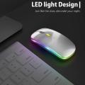Led Wireless Mouse,with Usb & Type-c Receiver, for Laptop(silver)