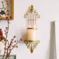 2 Pcs Wall Sconce Candle Holder, Antique-style Golden Metal Wall Art