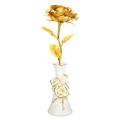 24k Gold Plated Foil Rose Vase Ornament Tanabata Valentine's Day Gift