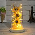 Imitation Sunflowers In Glass Dome with Led Strips Valentine's Day