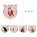 4 Pcs Absorbent Coaster Ceramic Coffee Coaster Cat Style Tea Coaster