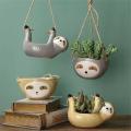 Sloth Flower Pot Ceramic Pots for Plants Home Garden Plant Pot Gray
