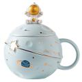 Cute Astronaut Mug with Lid & Spoon, Mug for Coffee, Light Blue