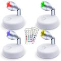Rgb Wireless Battery Operated Lights,with Remote Rotatable Head,4pack