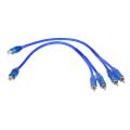Car Audio Rca Female to 2 Rca Male Splitter Adapter Cable Wire Dark Blue 2 Pcs