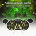 Portable Electronics Drum Set Roll Up Kit 9 Silicone Pads Usb,yellow